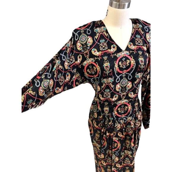 VTG Dennis Goldsmith Batwing Dress Ultra 80s 100% Silk Sz 10 /M NWOT Goldbergs - Picture 9 of 9